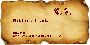 Miklics Hiador névjegykártya